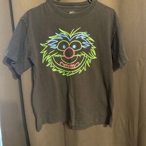 Muppets Brand Kids Black Short-Sleeve Tee feat. Animal from The Muppets.